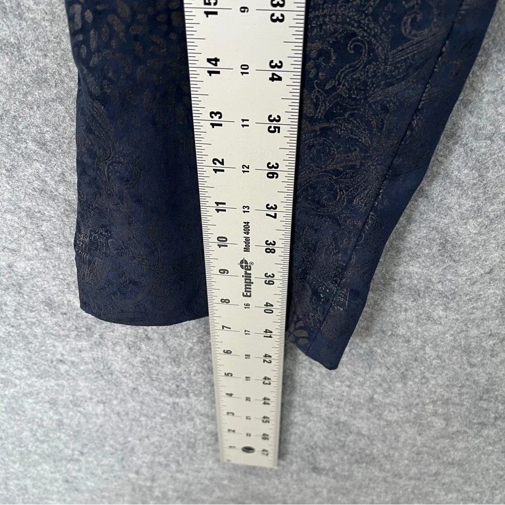 ROBELL Marie Slim Fit Trousers Paisley Jacquard Dark Blue Women's Size US 14